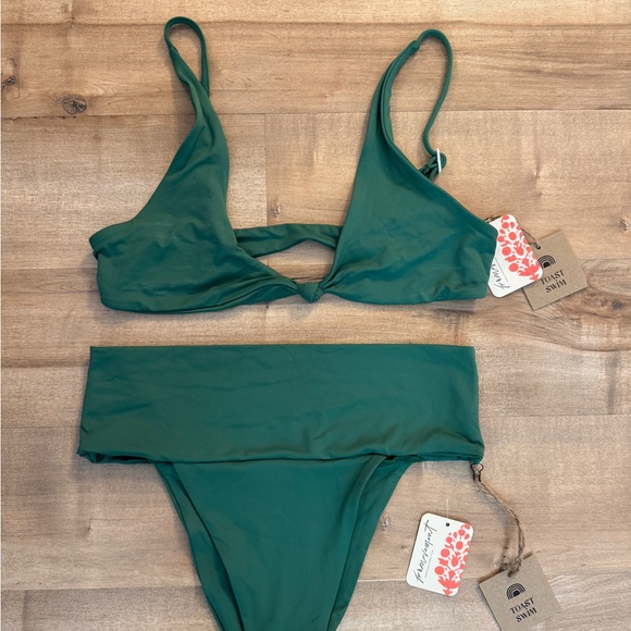 Free People Movement Toast Bikini Top & Bottoms Women’s Small Amazon Green NEW - Picture 8 of 12